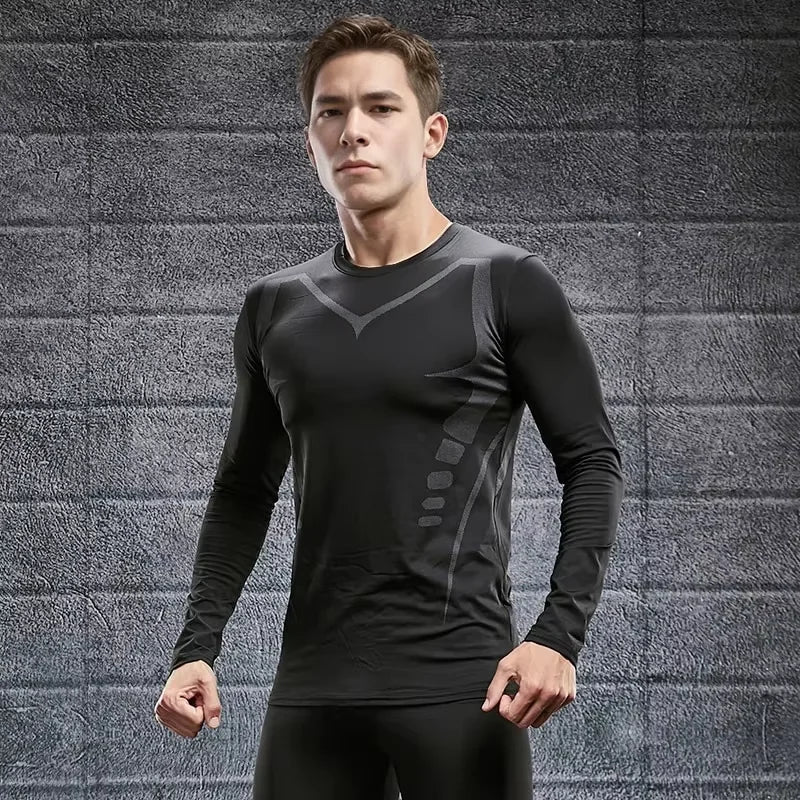 Men's T-shirt Men Running Sport T Shirt Men Compression Fitness Tops Tee Quick DryTight Training Gym Sport Running Shirts Jersey - lily supply