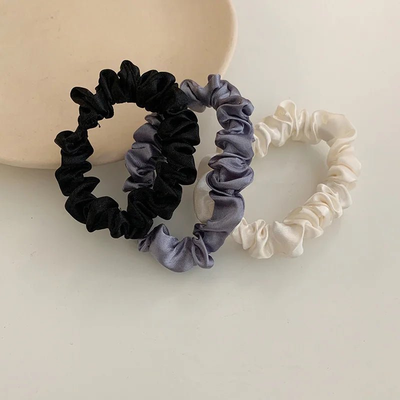 Satin Minimalist Solid Colour Silk Hair Scrunchies - Elastic Ponytail Ties - lily supply