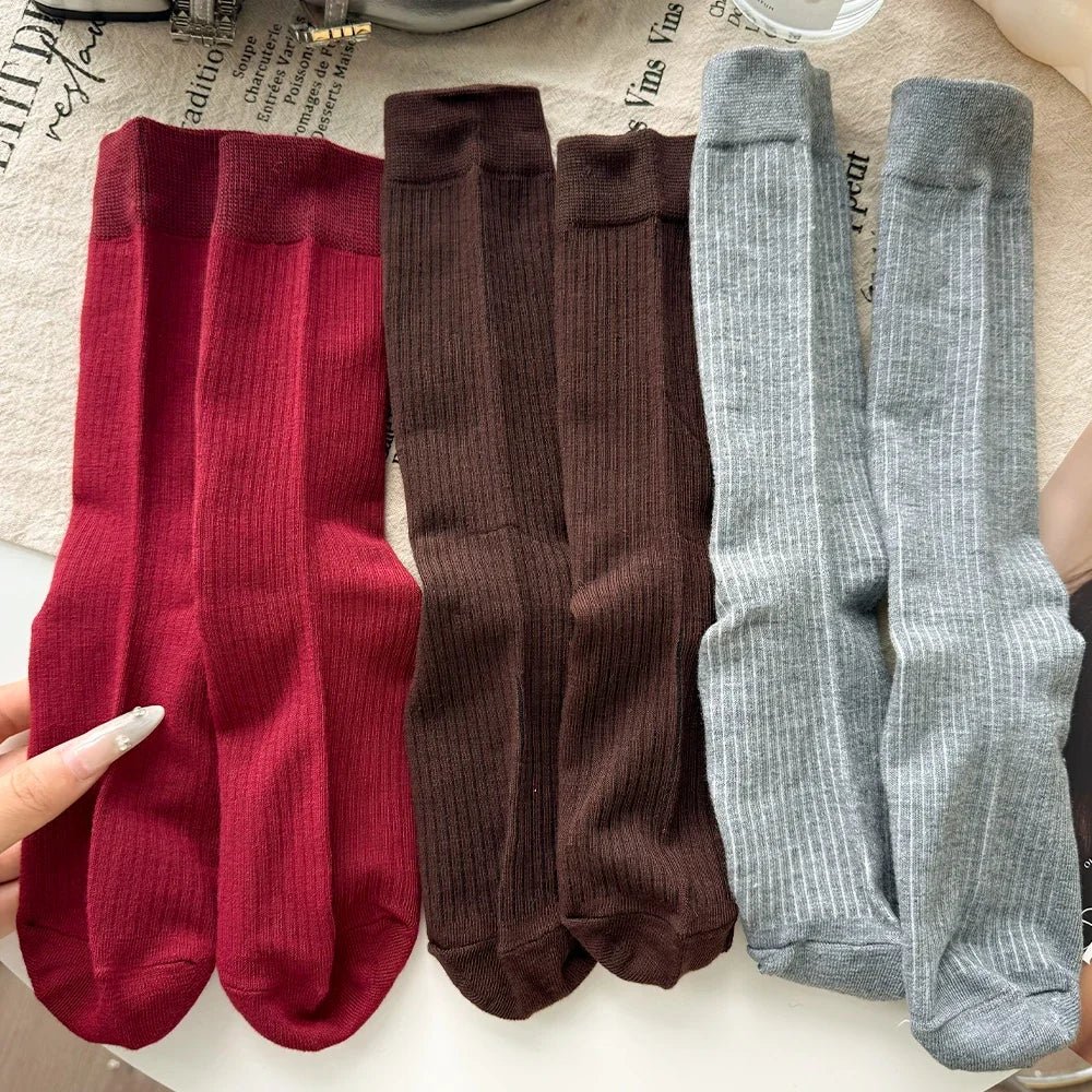 Women's Korean Stripe Pile Long Winter Socks – Warm Knee High Socks - lily supply