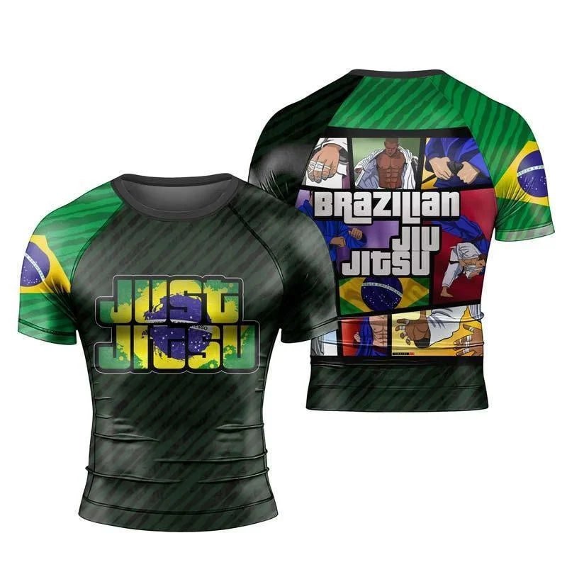 Men's BJJ Grappling Jersey – Short Sleeve Brazilian Jiu - Jitsu Training Top - lily supply