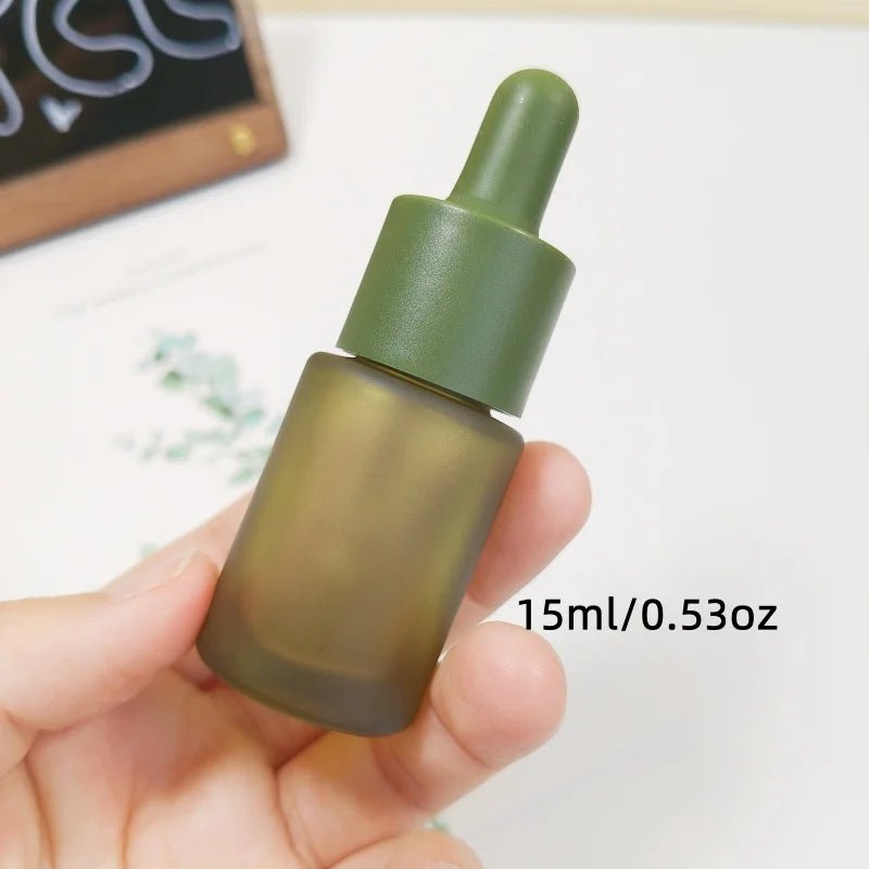 2Pcs 15/30ml Matte Green Glass Dropper Bottles Containers Portable Travel Set High - Quality for Essential Oils Fragrances Serums - lily supply