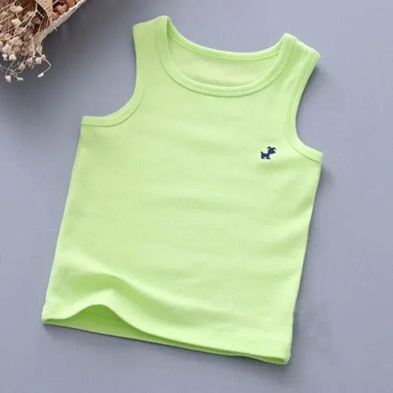 Fashion Children T-shirts for Girls Candy Color Baby Boys Graphic Tee Cotton Vest Tops Kids Summer Clothes Sleeveless T-Shirt - lily supply