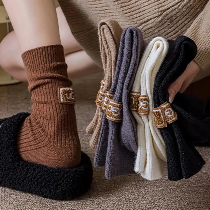 Women's Furry Heel Knitted Snow Boot Socks – Cosy Winter Boot Socks - lily supply