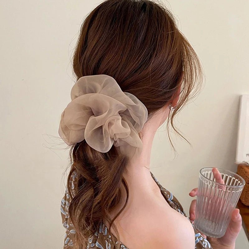 Oversized Organza Chiffon Scrunchie - Korean Large Elastic Hair Bands - lily supply
