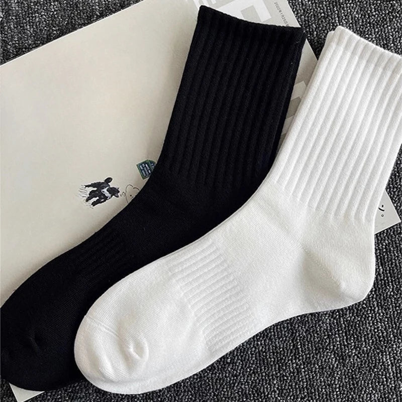 Black & White Sports Mid - Calf Socks – Unisex Athletic Socks - lily supply
