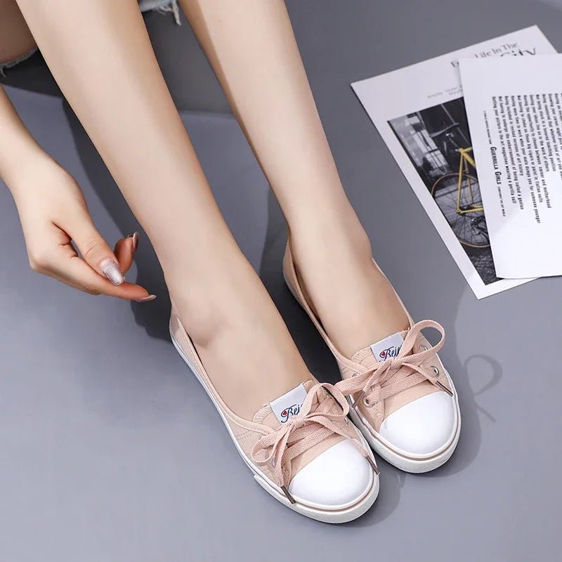 2023Sneakers Shoes for Women Zapatillas Mujer Solid Sapatilha Feminina Zapatilla Tenis Feminino Lace - up White Chaussures Plates - lily supply