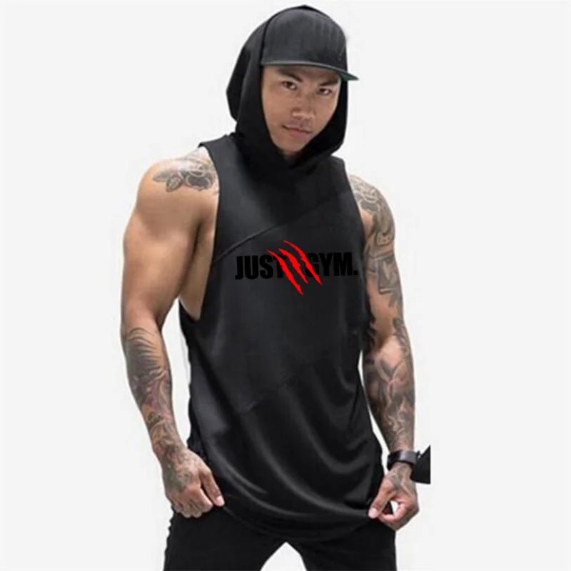 Jogging Sports T-shirts Mens Casual Street Hip Hop Hooded Tank Top Cotton Sleeveless Sweatshirt Fitness Workout Sportswear Tops - lily supply
