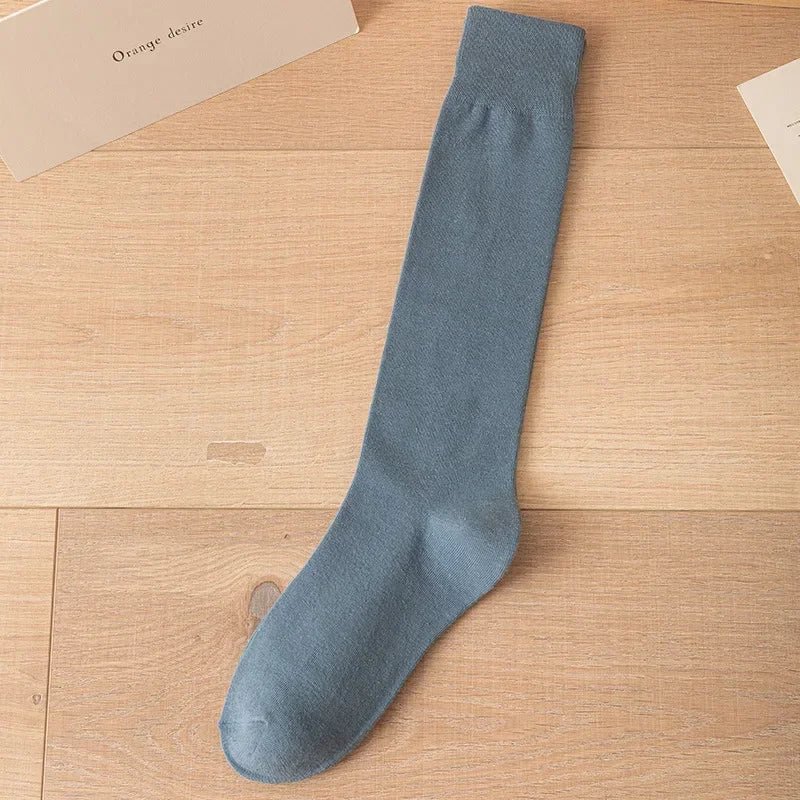 Women's JK Cotton Knee High Socks - Black White Slimming Japanese Korean Style - lily supply