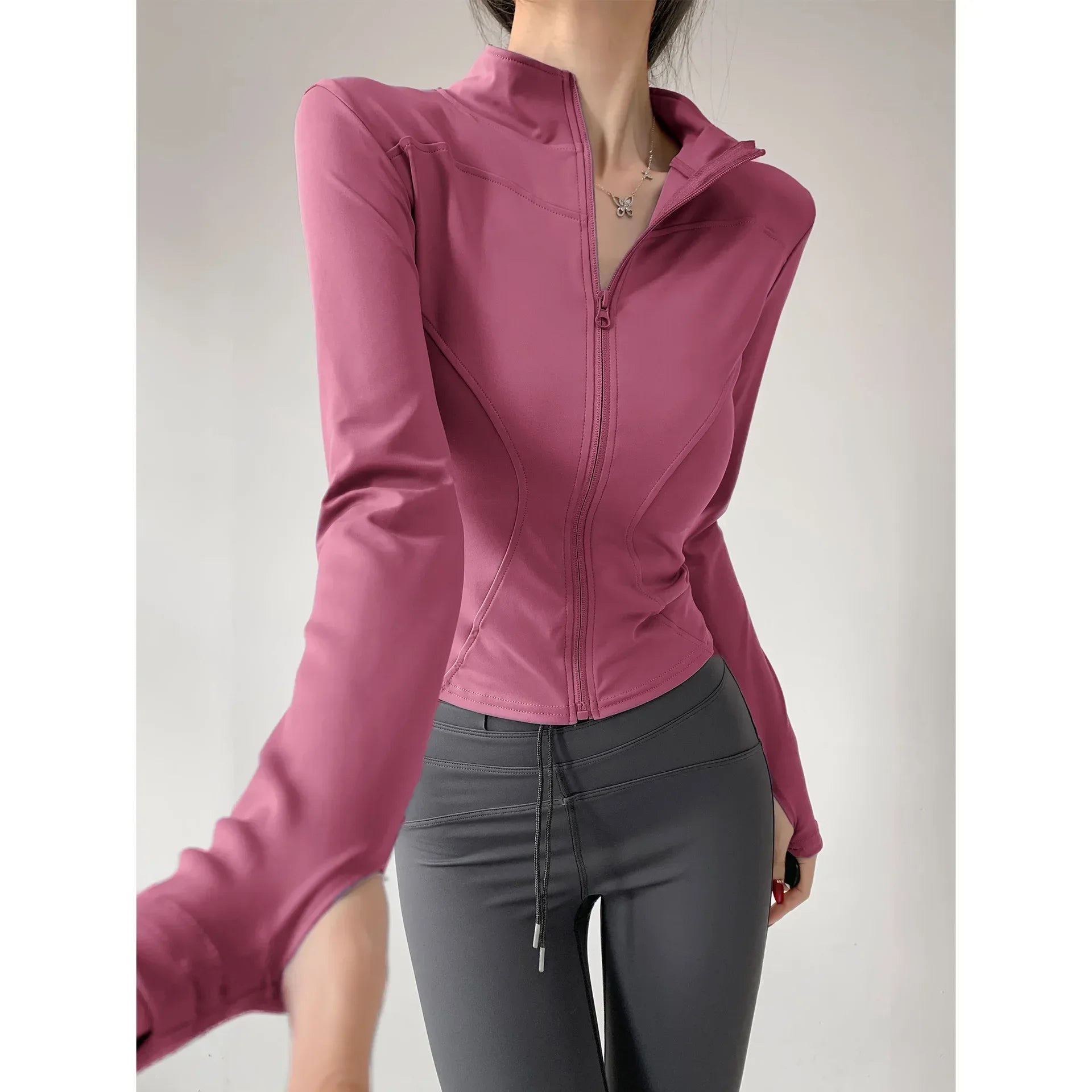 Women's Sun Quick Dry Yoga Zip Jacket - Long Sleeve Running Fitness S-3XL