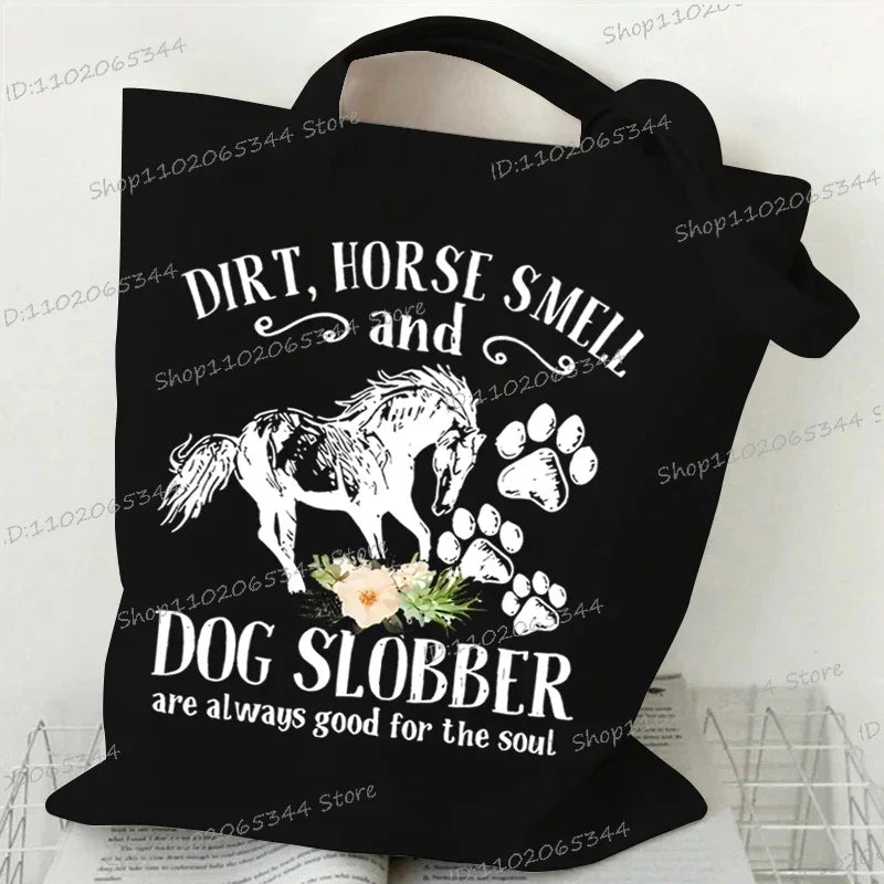 Women's Horse Print Canvas Large Capacity Tote Bag