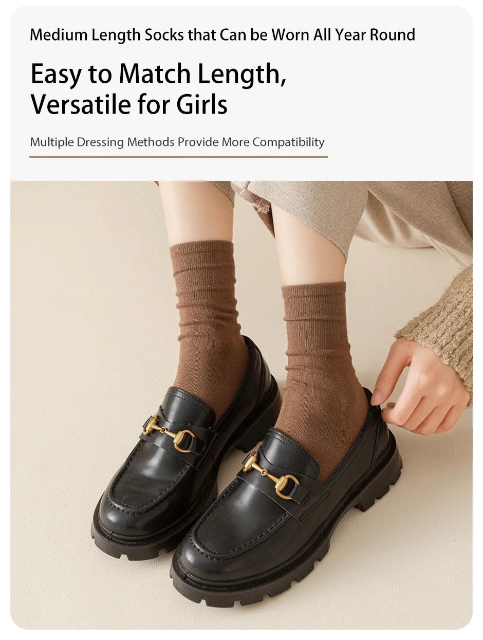 Women's Solid Colour Mid Tube Socks – Everyday Casual Socks - lily supply