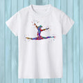 Gymnast Dancer T-Shirt Femme Watercolor Rainbow Gymnastics Art Tshirt Girls Summer Kids Tees Shirt Tops Child Streetwear Hipster - lily supply