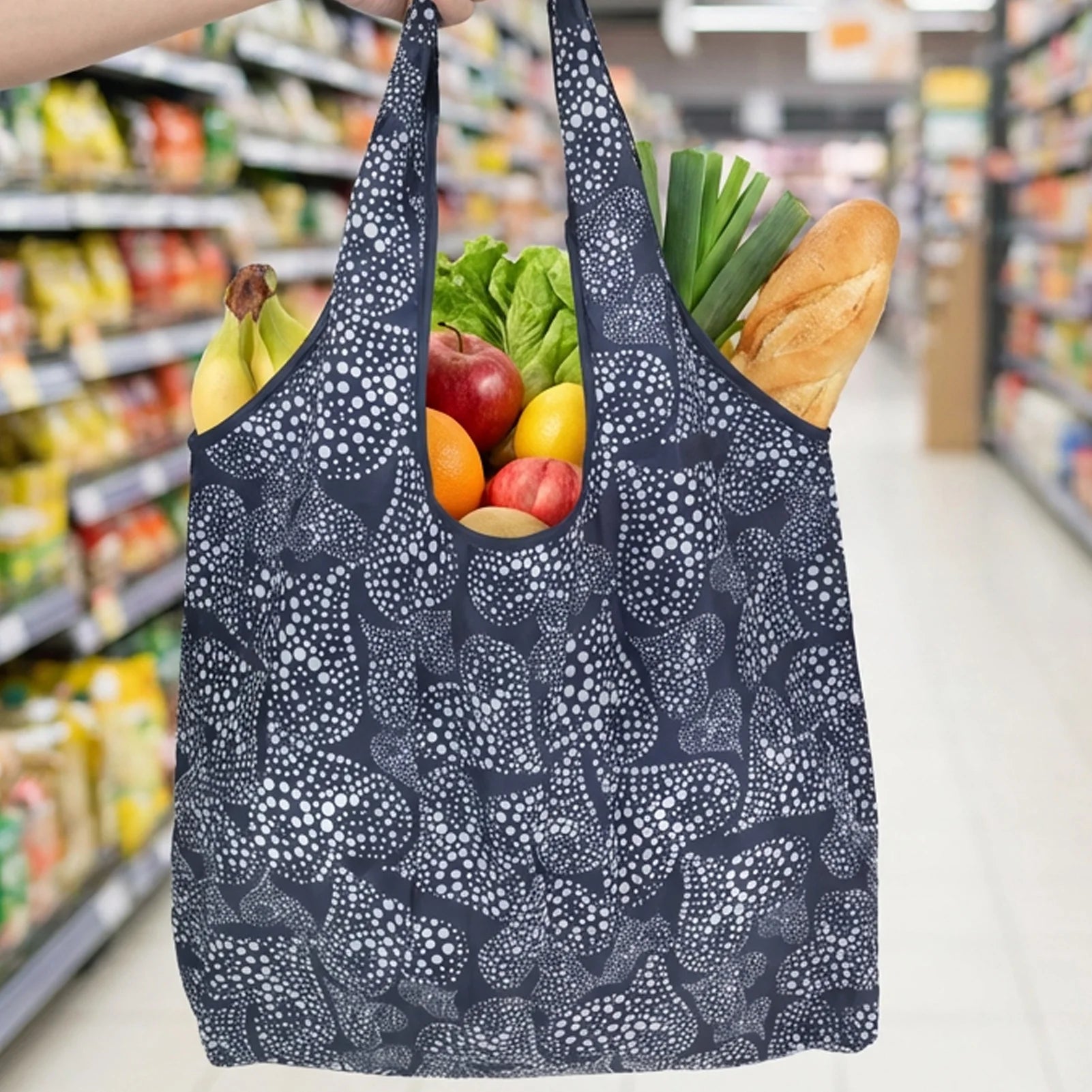 Large Eco-Friendly Foldable Shopping Bag - Reusable Print Tote