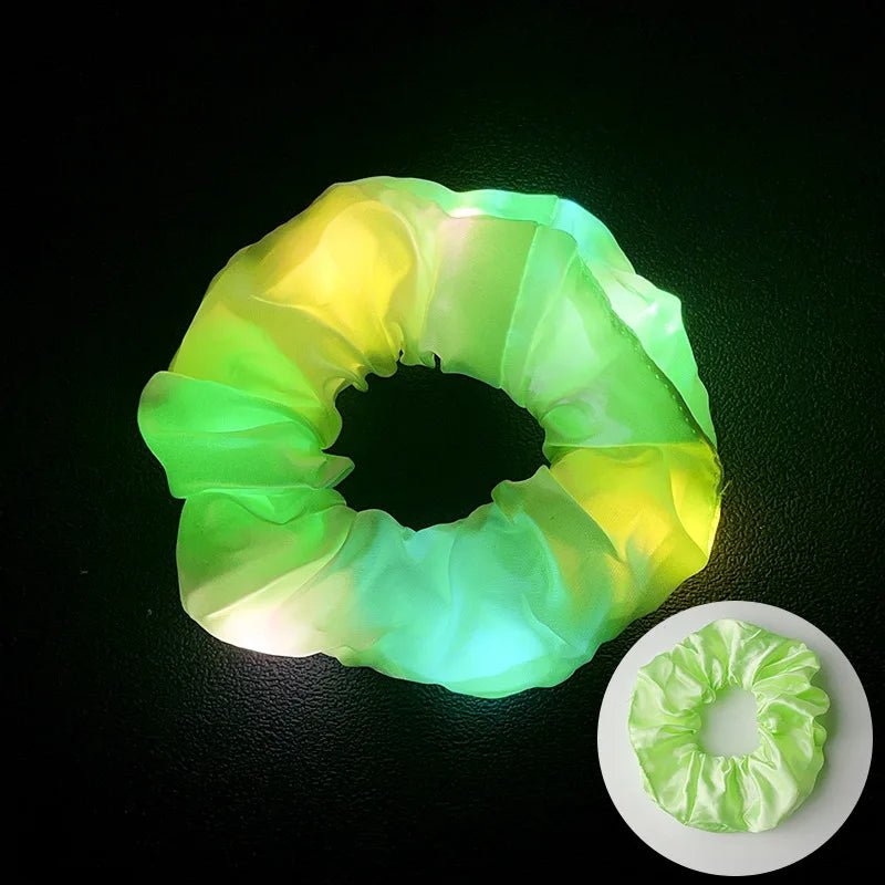 10pc LED Light Up Hair Scrunchie - Elastic Satin Party Ponytail Holder - lily supply