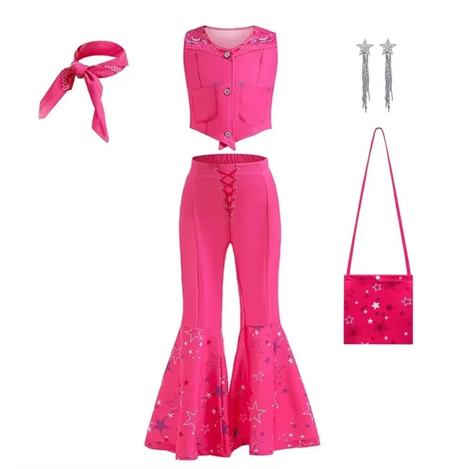 Girls Cowgirl Dress Girls Costume for Kids Girls Cosplay Birthday Party Princess Pink Halloween Carnival For Girls Top Trousers - lily supply