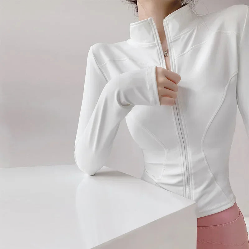 Women's Sun Quick Dry Yoga Zip Jacket - Long Sleeve Running Fitness S-3XL