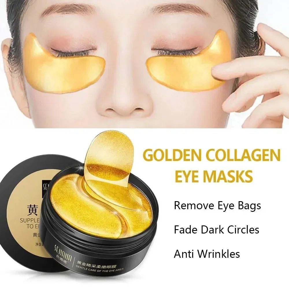 Collagen Eye Mask 60pcs 24K Gold Seaweed Anti Dark Circles Removal Eye Bags Moisturizing Firming Hyaluronic Acid Eye Patches - lily supply