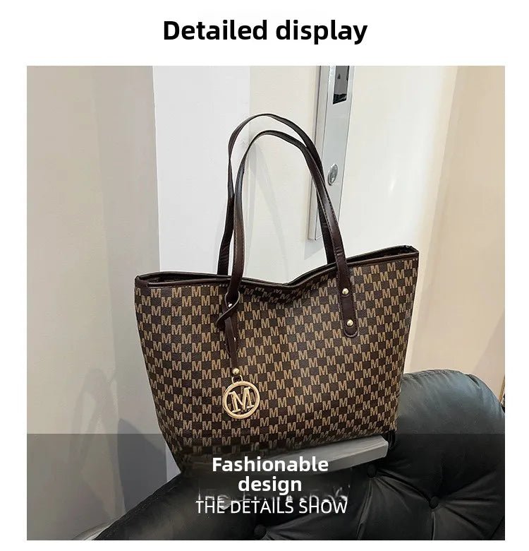 Women's PU Leather Print Commuting Tote Bag - Large Capacity College Handbag - lily supply