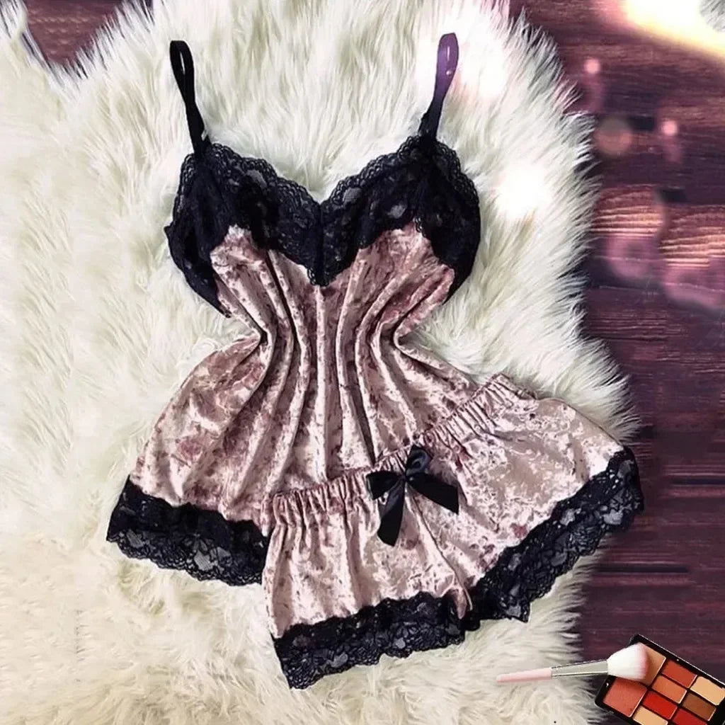 Women's Satin Lace Pyjama Set