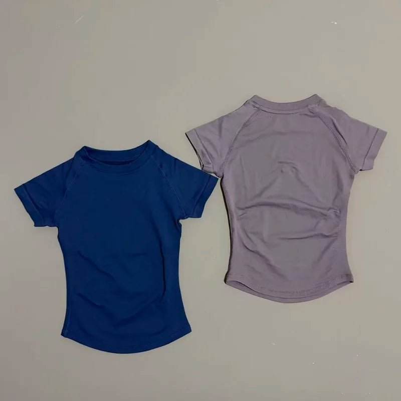 Sport Short Sleeve Top Women Running Sports T Shirt Summer Short Sleeve Round Neck Breathable Stretchy Gym Yoga Fitness Top - lily supply