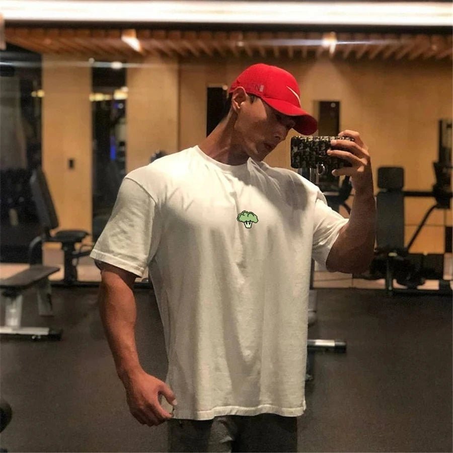 High Qualit gyms T shirt Men Bodybuilding print loose T-shirt Workout Fitness Tees Men Clothing cotton Short Sleeve Sports Shirt - lily supply