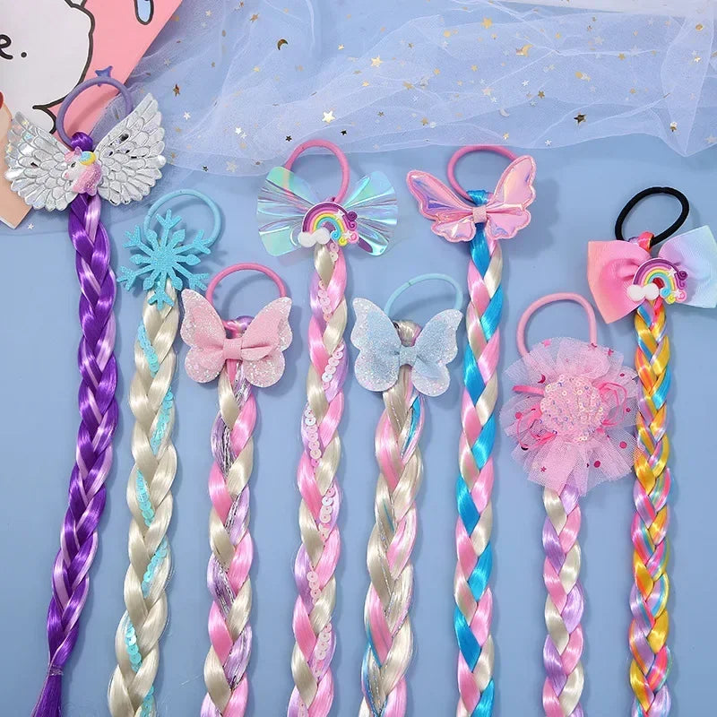 Girls Colourful Sequin Glitter Scrunchies - Elastic Pigtail Hair Rings