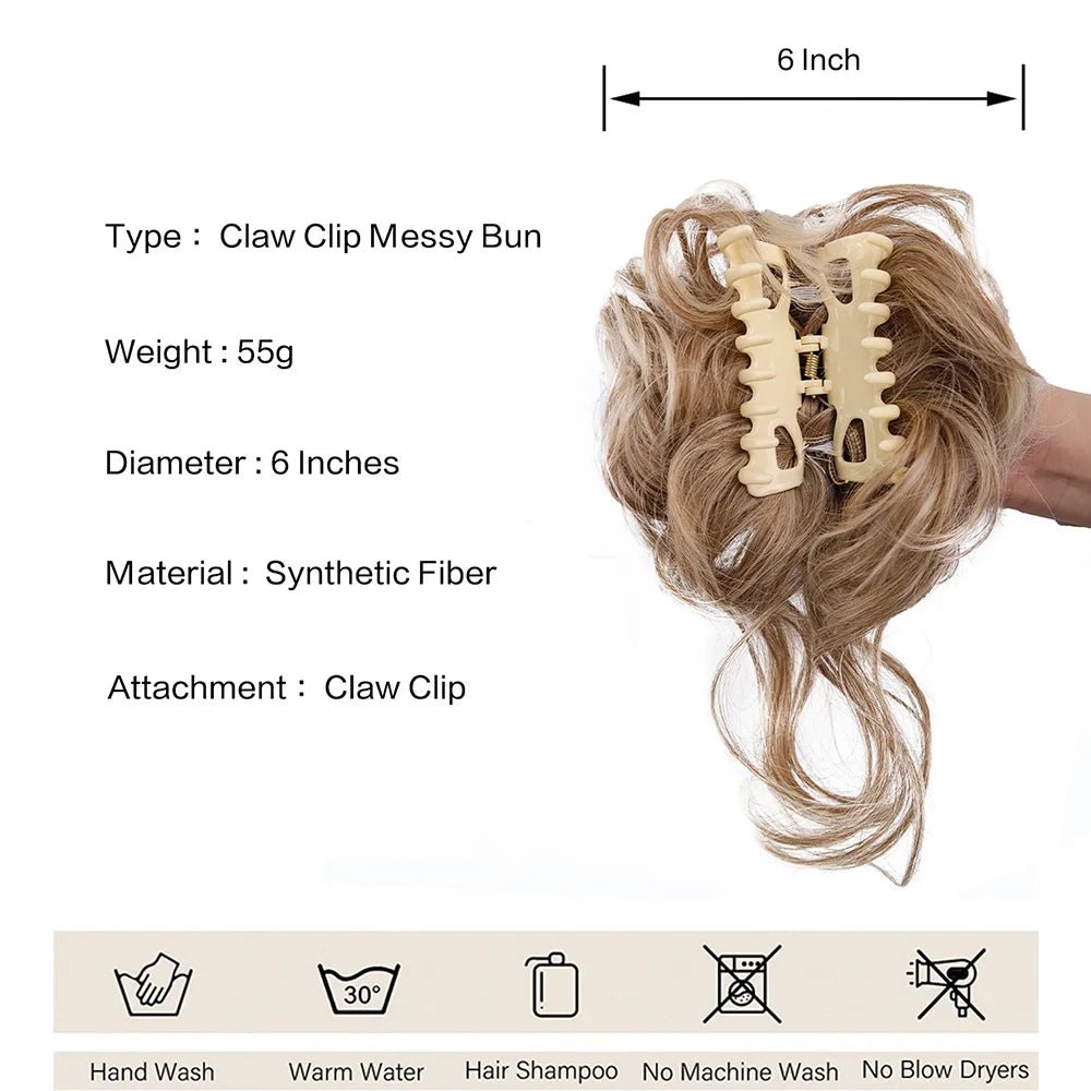 Tousled Updo Messy Bun Hair Piece - Curly Elastic Bun Scrunchie - lily supply
