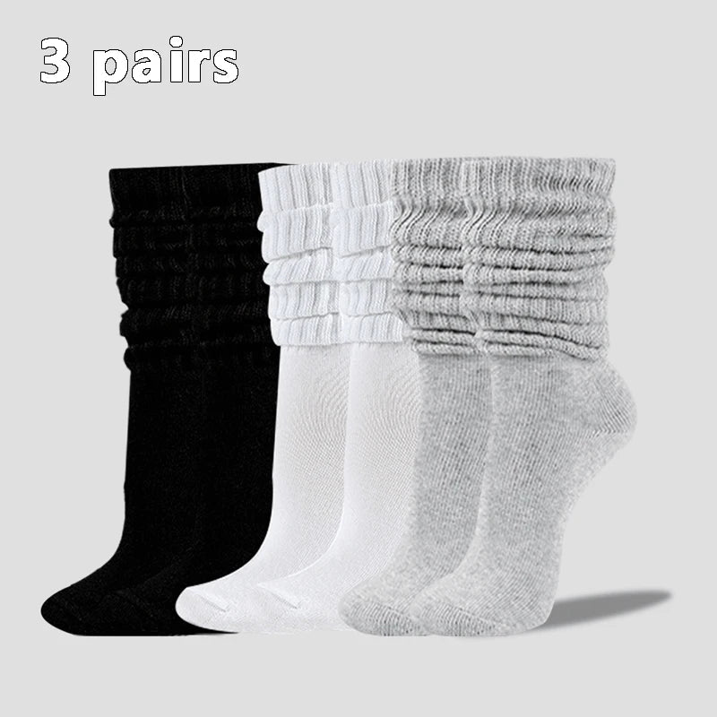 Women's White Solid Pile - Up Mid Length Socks – Casual Cotton Socks - lily supply