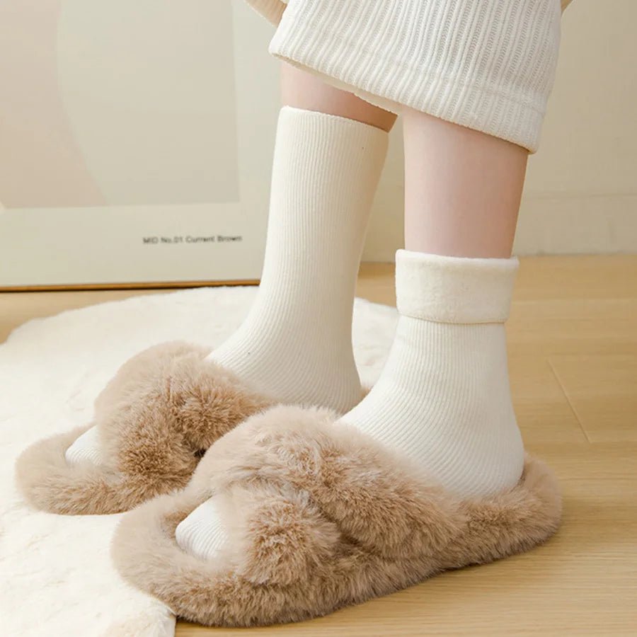 Women's Fuzzy Warm Snow Socks - 5 Pairs Thickened Sleeping Floor Stockings - lily supply