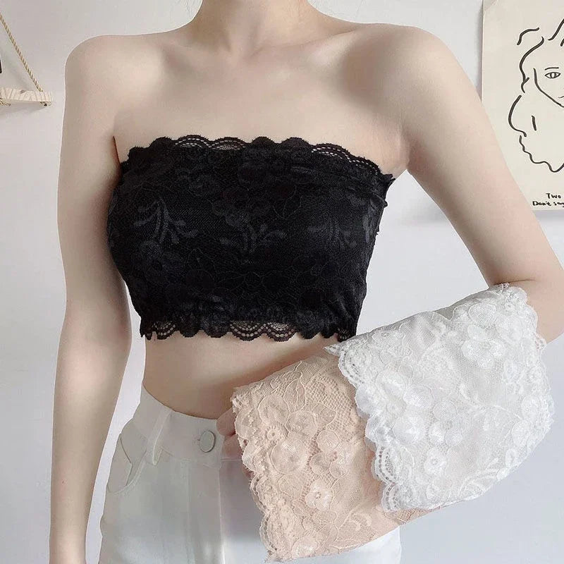 Women's Strapless Lace Bralette Crop Top