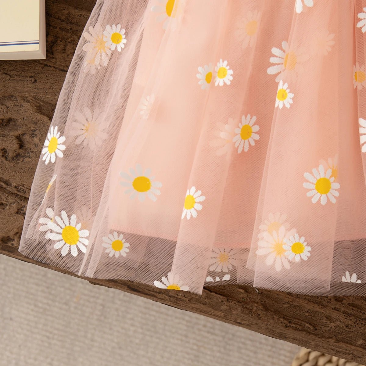 Girls Daisy Print Tulle Summer Dress | Cute Princess Baby Girl Dress 6M - 3Y - lily supply