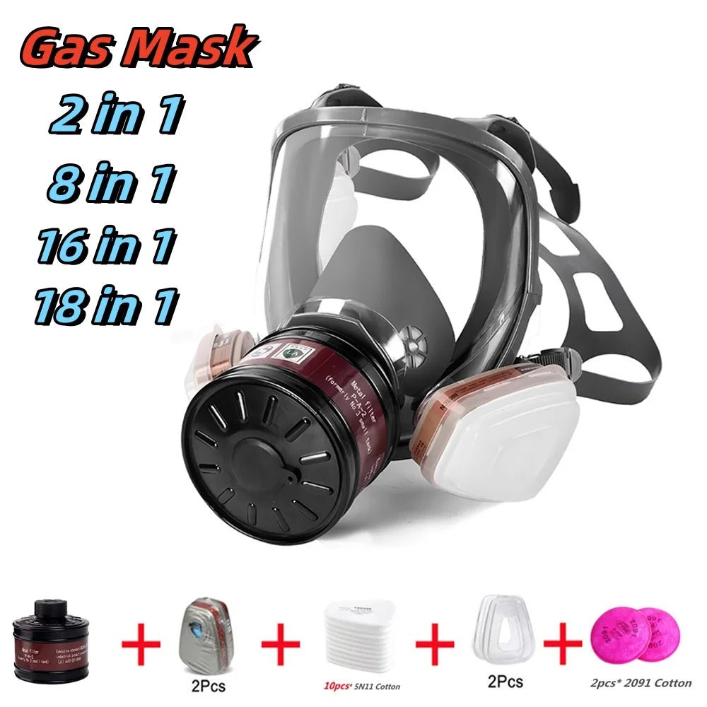 6800 Full Face Safety Work Gas Masks Survival Nuclear and Chemical with 40mm Activated Carbon Filter & Anti - Fog Design - lily supply