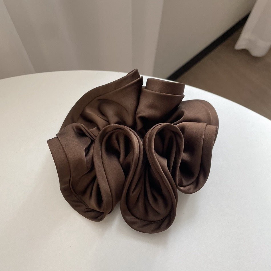 Korean Big Size Ruffle Scrunchie - Elegant Ribbon Updo Hair Ties - lily supply