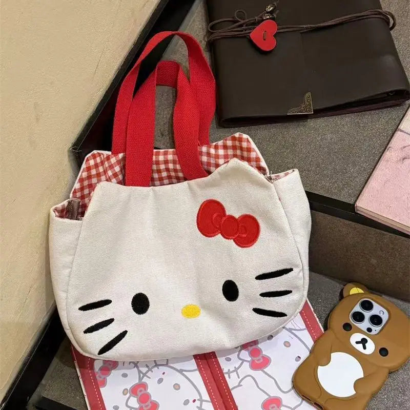 Cute Cartoon Canvas Tote Bag - Large Capacity Women Daily Commute Shoulder Bag