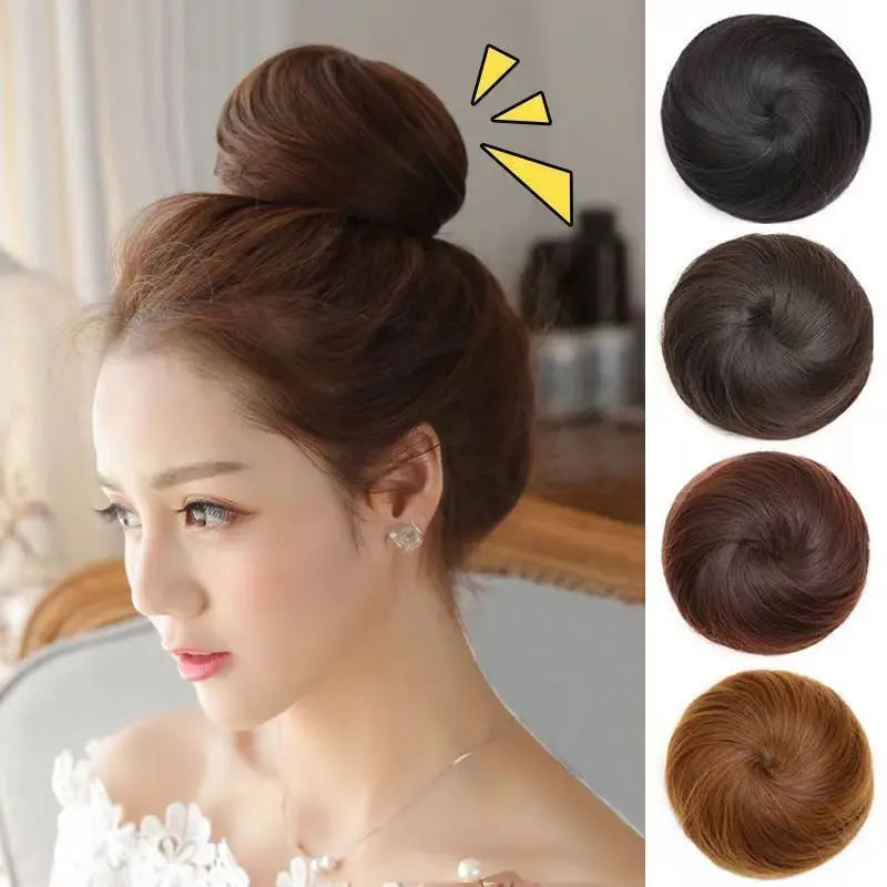 Adjustable Synthetic Straight Chignon Hair Bun - Drawstring Ponytail Extension