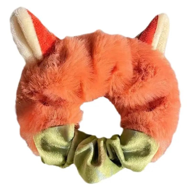 Cartoon Rabbit & Fox Ears Plush Scrunchie Hair Band for Girls - lily supply