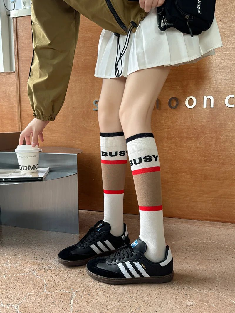 Women's Korean Vintage Over Knee Long Socks - Trendy Fashion Stockings - lily supply