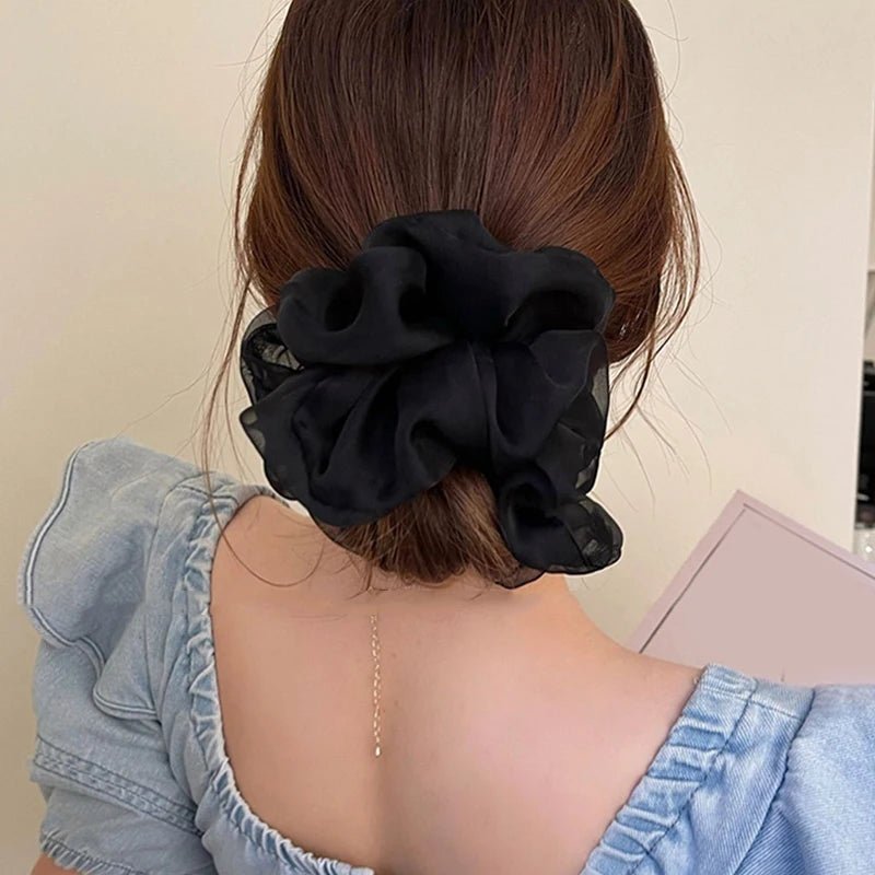 Oversized Organza Chiffon Scrunchie - Korean Large Elastic Hair Bands - lily supply