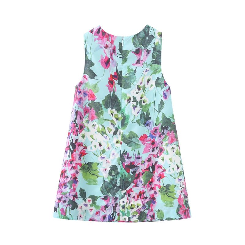 Girls Birthday Party Dress Fashion Rose Printing Children Costumes For Girls Brand Kids Dresses Princess Girls Party Dress - lily supply