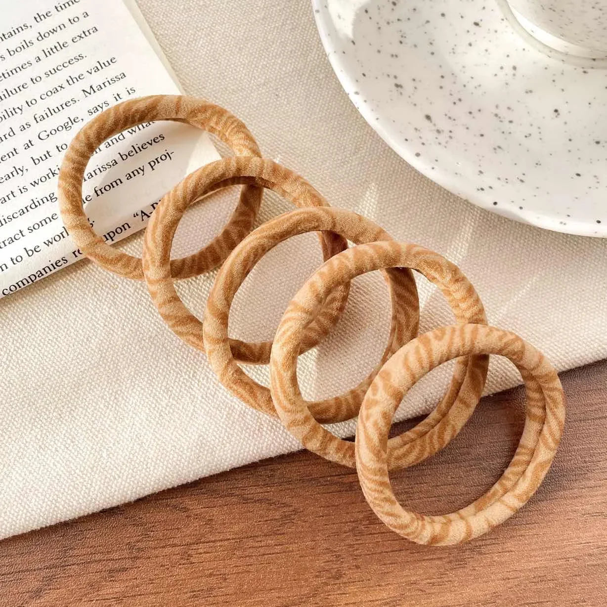5pcs Leopard Print High Elastic Scrunchie Hair Ties - Ponytail Holders