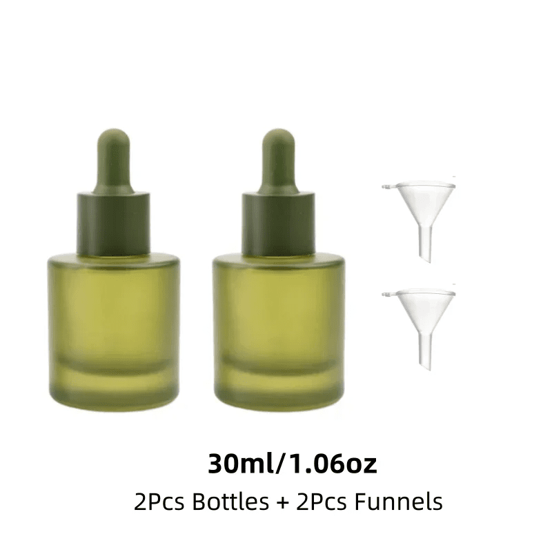 2Pcs 15/30ml Matte Green Glass Dropper Bottles Containers Portable Travel Set High - Quality for Essential Oils Fragrances Serums - lily supply