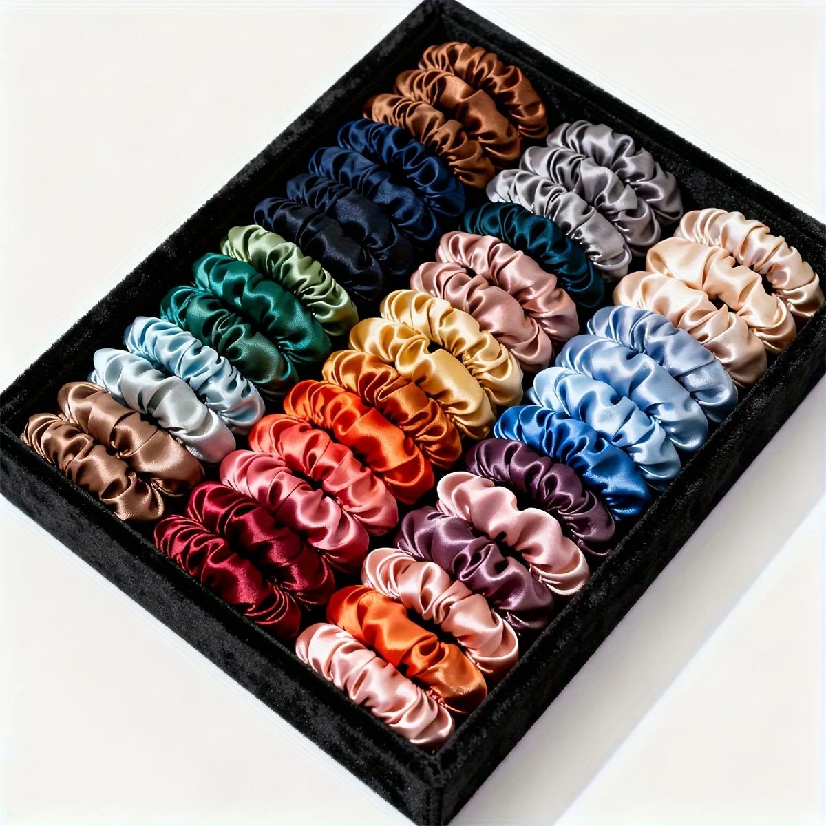 19pcs Non - Damaging Thin Scrunchies Set - Multi - Colour Mix - lily supply