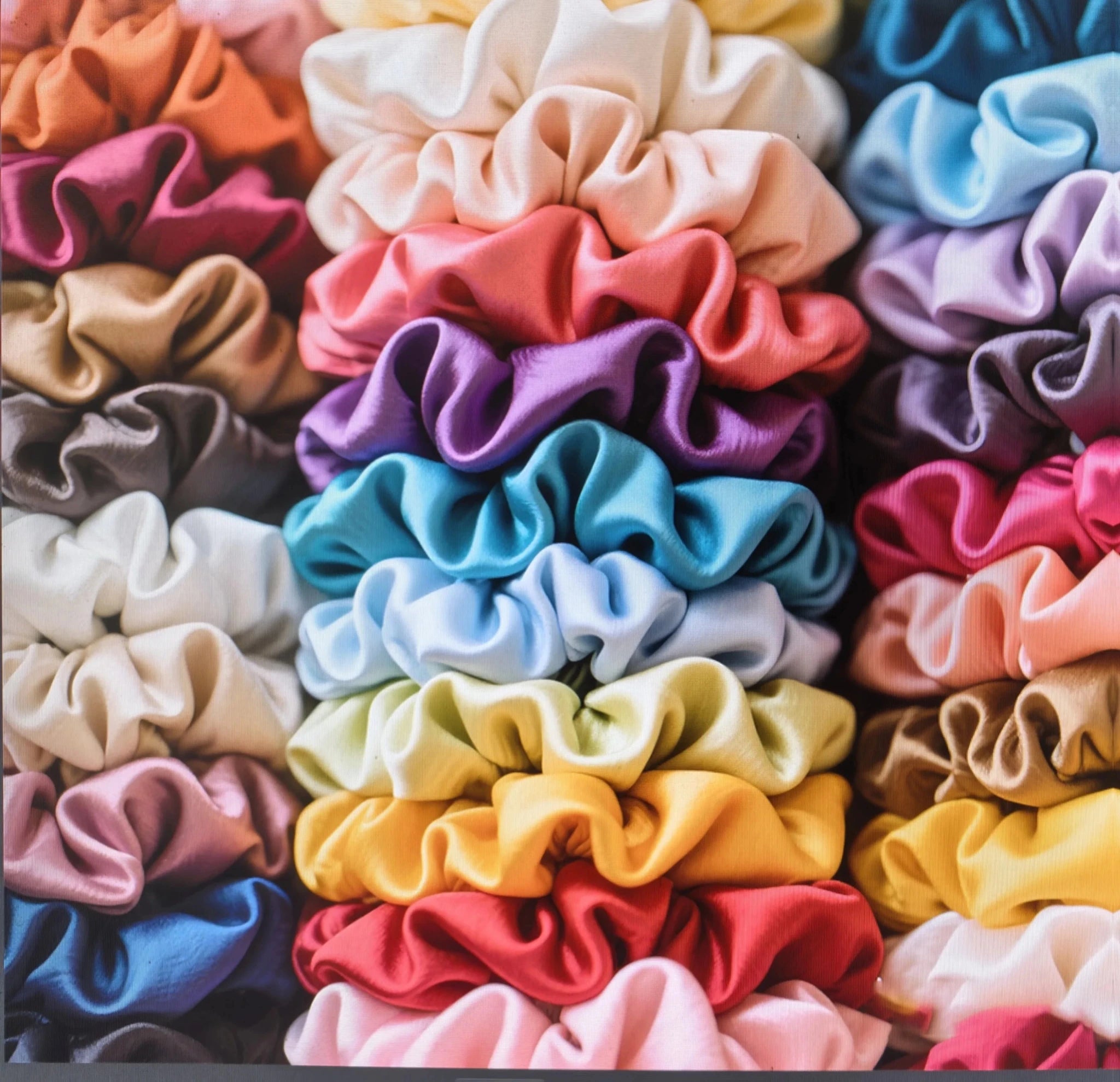 19pcs Non - Damaging Thin Scrunchies Set - Multi - Colour Mix - lily supply