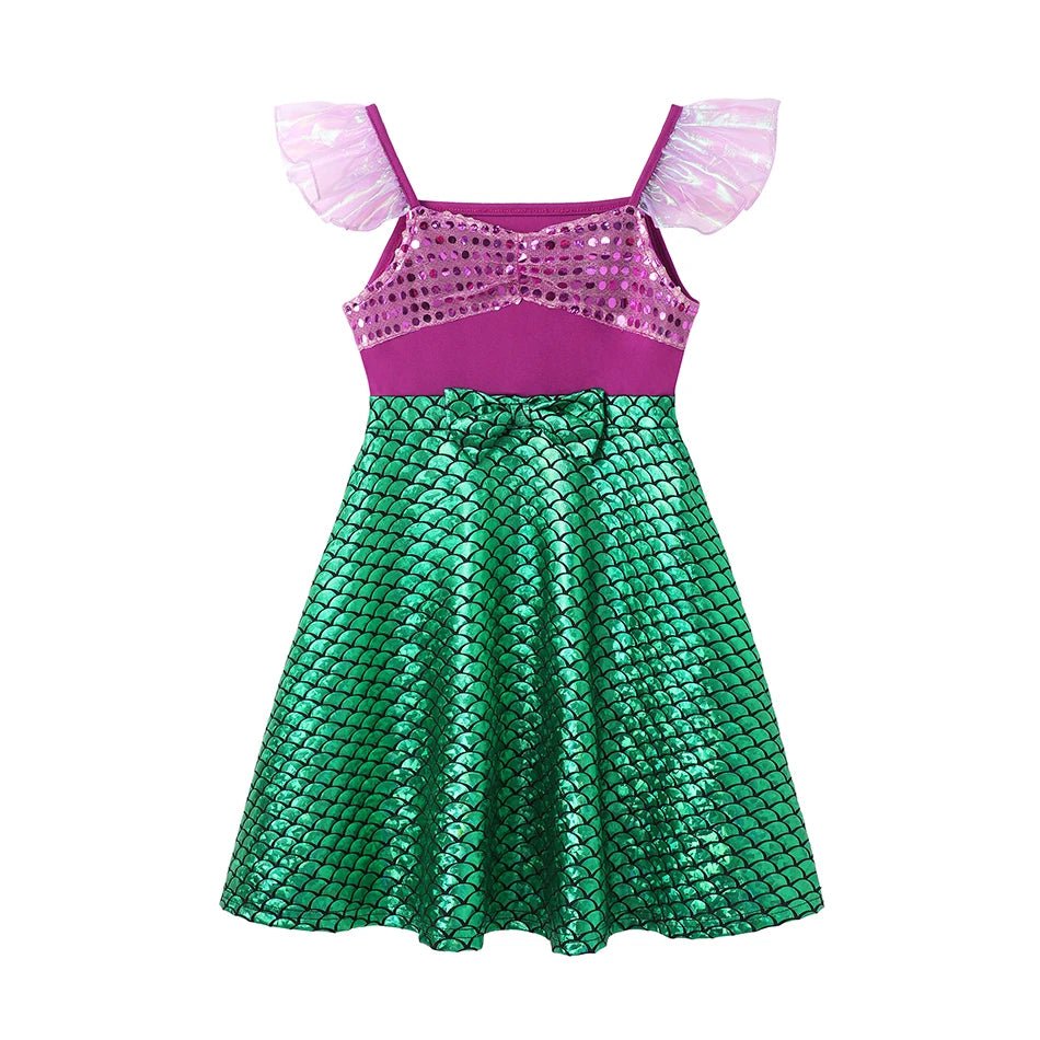 Children's Casual Dress for Girls Mermaid Rapunzel Dress One - Shoulder Sling Short Sleeve Princess Costume Summer Casual Vest - lily supply