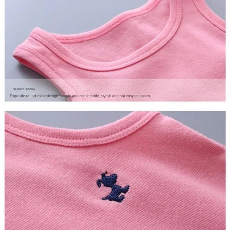 Fashion Children T-shirts for Girls Candy Color Baby Boys Graphic Tee Cotton Vest Tops Kids Summer Clothes Sleeveless T-Shirt - lily supply