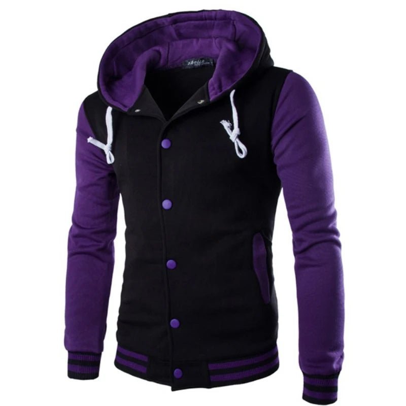 Men's Baseball Jersey Hooded Sweater Coat - lily supply