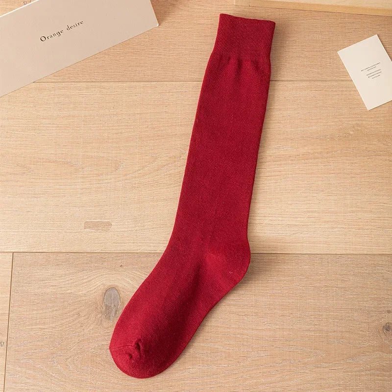 Women's JK Cotton Knee High Socks - Black White Slimming Japanese Korean Style - lily supply