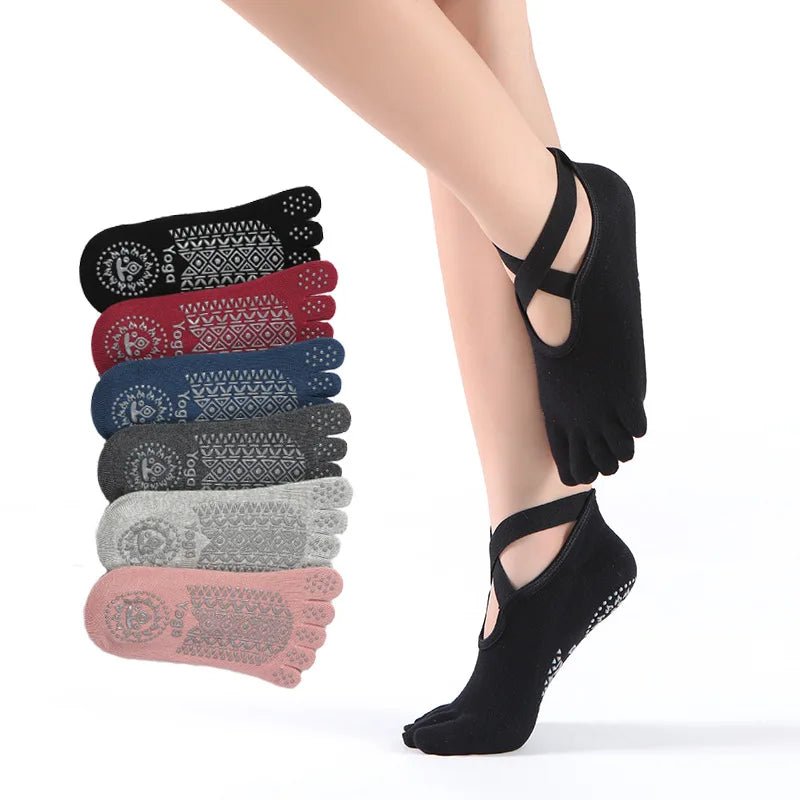 Women's Anti - Slip Five Toe Yoga Socks - Pilates Ballet Dance Sports Socks - lily supply