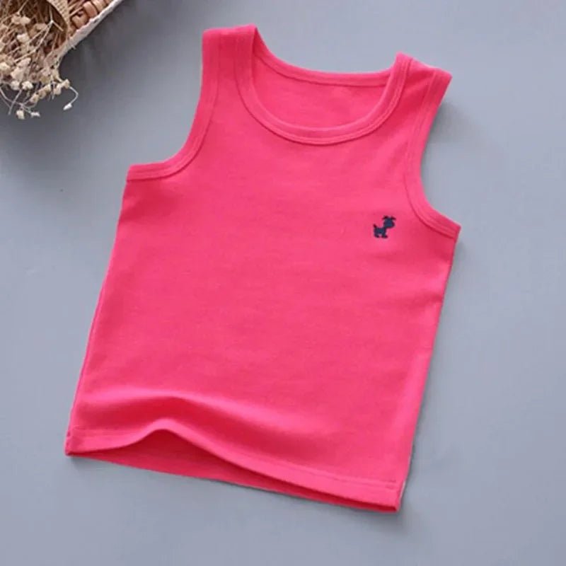 Fashion Children T-shirts for Girls Candy Color Baby Boys Graphic Tee Cotton Vest Tops Kids Summer Clothes Sleeveless T-Shirt - lily supply