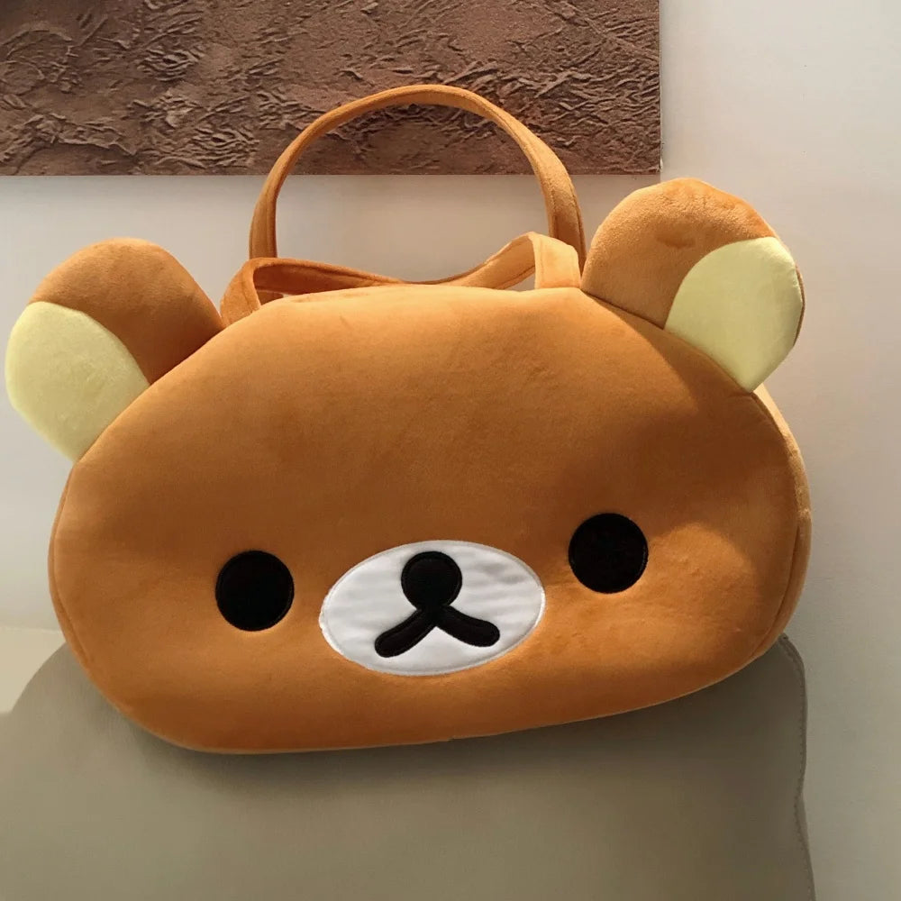 Kawaii Rilakkuma Plush Tote Bag - Cute Bear Cartoon Shoulder Bag